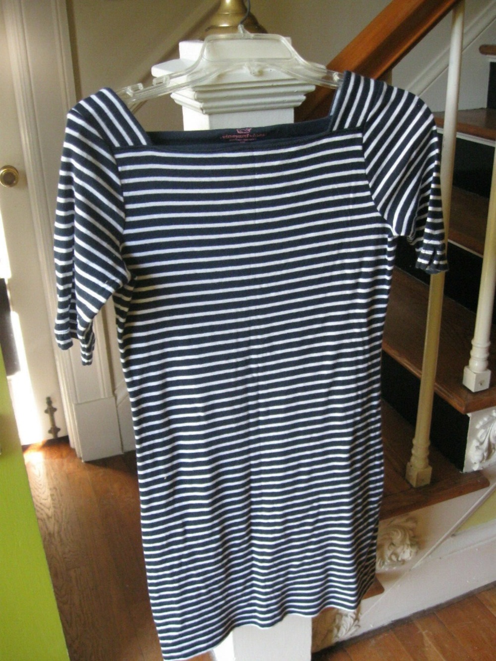 VINEYARD VINES Navy/White Striped SS Cotton Dress-Size XS